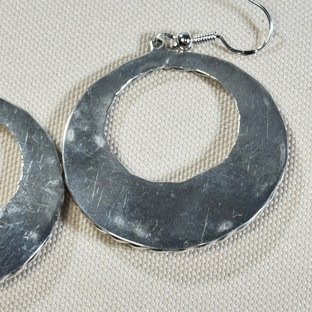 Vintage Taxco Mexico 925 Sterling Silver Beaded Hoop Drop Earrings Boho **READ** - Picture 14 of 16